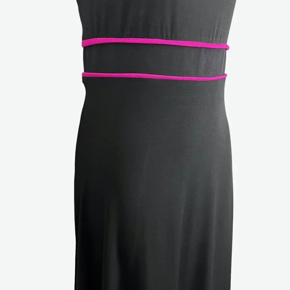 Madison Leigh Womens Black Pink Sleeveless Jersey Knit Stretch Midi Dress sz 10 - Picture 6 of 16